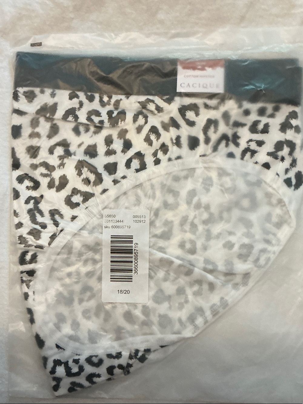 Cacique Black & White Leopard Print Bikini Briefs